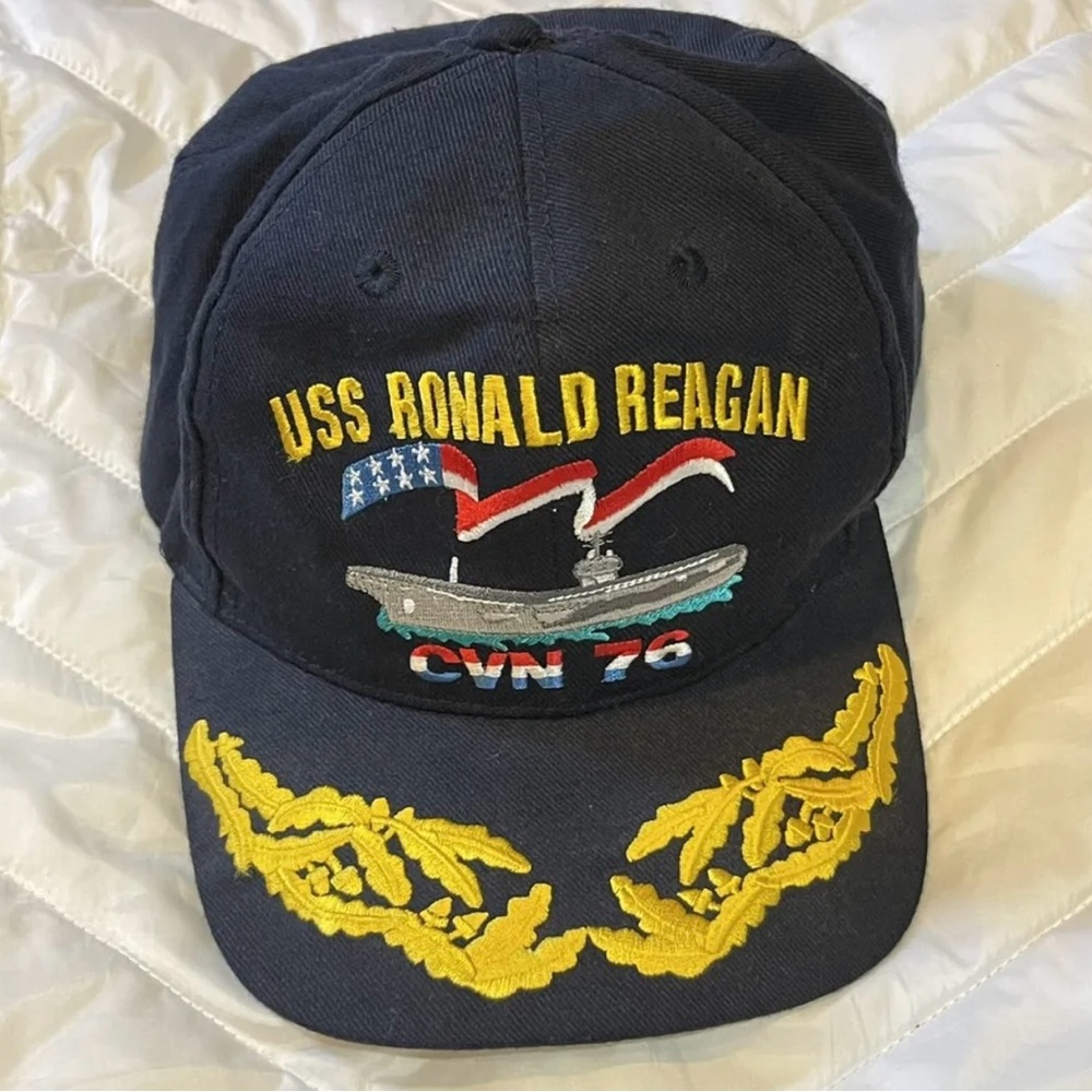 Vintage USS Ronald Reagan CVN-76 Blue Ball Cap Hat Snapback Military Embroidered
